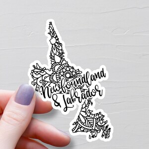 Newfoundland Sticker, Vinyl Travel Stickers, Mandala Art, Newfoundland Map Sticker, Province Labrador Sticker, Water Bottle Stickers - S407