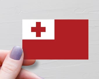 Tonga Flag Sticker, Vinyl Travel Stickers, Tongan Flag, World Flags, Water Bottle Sticker, Laptop Decals, Luggage Sticker - F256