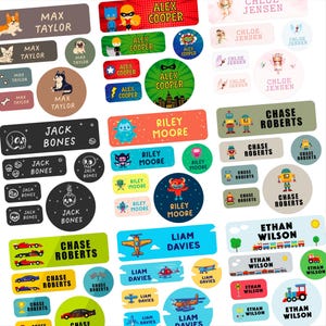 Adesivi con nome personalizzati lavabili in lavastoviglie, etichette impermeabili per asili nido, etichette con nome personalizzato in vinile, etichette scolastiche personalizzate, etichette per campi estivi per bambini