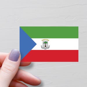 Equatorial Guinea Flag Sticker, Vinyl Travel Stickers, World Flags, Souvenir Water Bottle Sticker, Laptop Decals, Luggage Sticker - F83