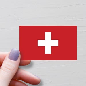 Switzerland Flag Sticker, Vinyl Travel Stickers, Swiss Flag, World Flags, Water Bottle Sticker, Laptop Decals, Luggage Sticker, F246