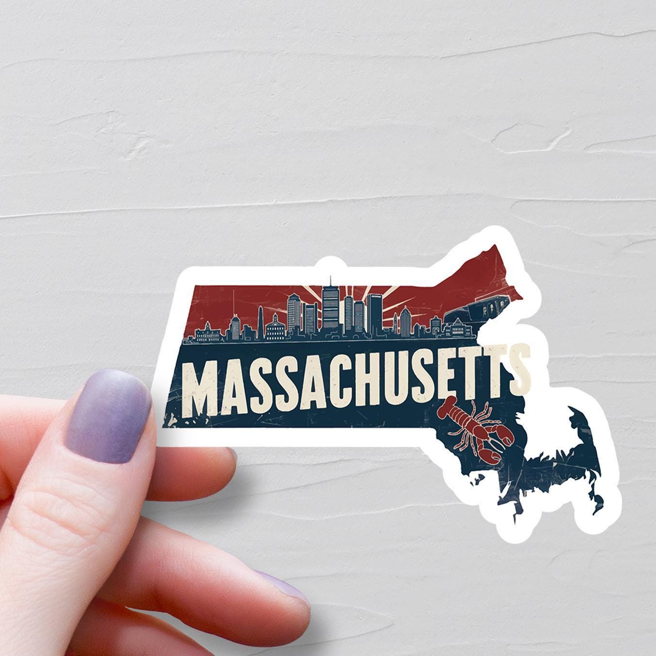 Massachusetts Sticker, Vinyl Stickers, Travel Stickers, Massachusetts ...