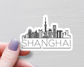 Shanghai Sticker, Vinyl Travel Stickers, China Stickers, Landmarks Skyline, Asia Stickers, Water Bottle Sticker, Laptop Decals - S1014