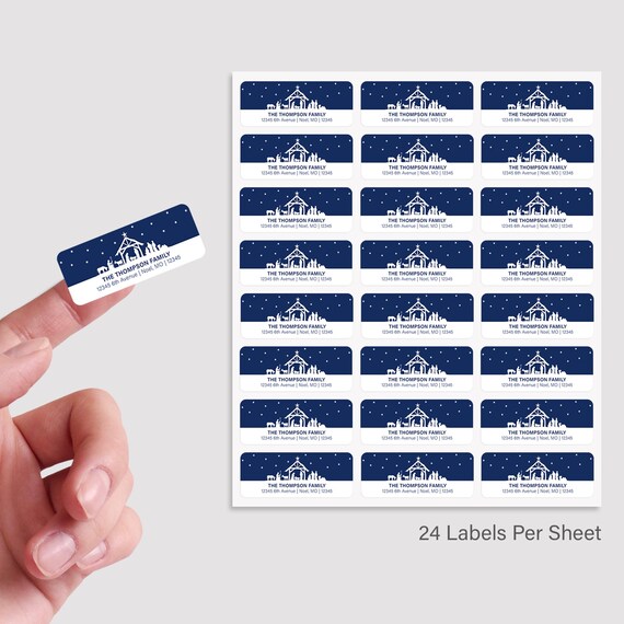 30 Personalized Address Labels - Christmas Cottages Design For Cards & Packages