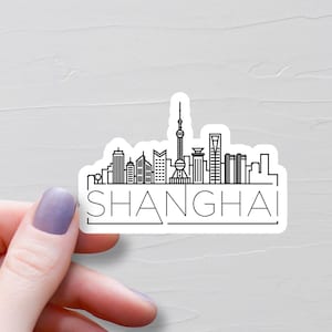 Shanghai Sticker, Vinyl Travel Stickers, China Stickers, Landmarks Skyline, Asia Stickers, Water Bottle Sticker, Laptop Decals - S1014