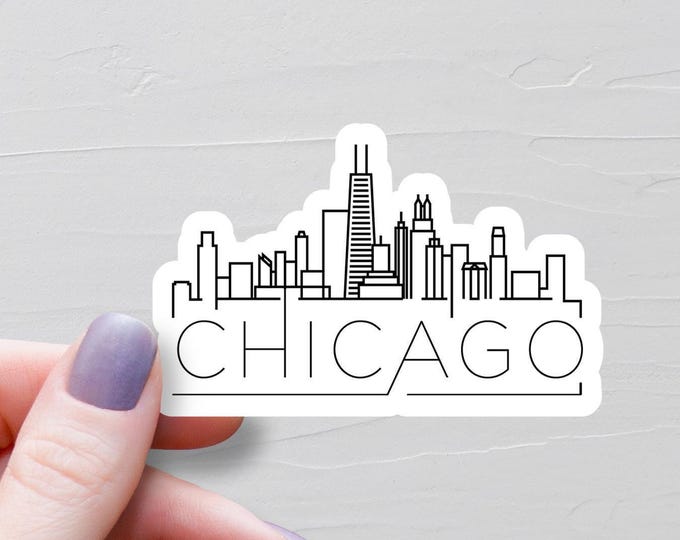 Chicago Sticker, Vinyl Stickers, Travel Stickers, Chicago Landmarks City Skyline, Illinois Sticker, Water Bottle Stickers, USA Cities - S908