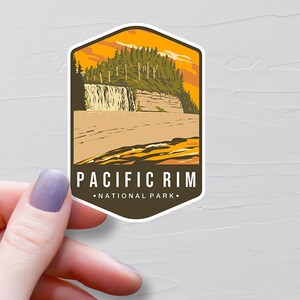 Pacific Rim National Park Sticker, Vinyl Travel Stickers, British Columbia Stickers, BC Canada Tourism Gifts, Water Bottle Stickers - S707
