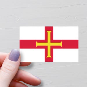Guernsey Flag Sticker, Vinyl Travel Stickers, Tourism Tourist Gifts, Souvenir Water Bottle Sticker, Laptop Decals, Luggage Sticker - F106