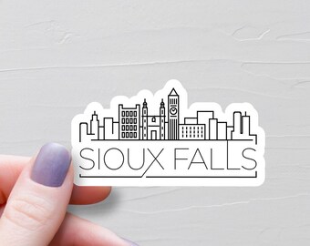 Sioux Falls Sticker, Vinyl Stickers, Travel Stickers, South Dakota Sticker, City Skyline Decal, Water Bottle Stickers - S1016