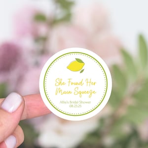 Stickers douche nuptiale citron, elle a trouvé sa pression principale, autocollants de remerciement douche nuptiale thème citron, étiquettes de faveurs douche nuptiale citron