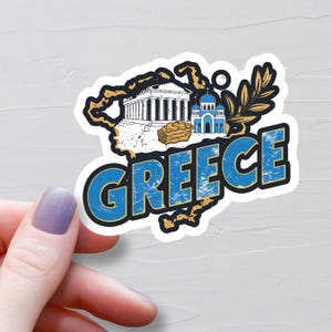 Sticker pays de Grèce, Stickers vinyle, Stickers voyage Grèce, Sticker carte Grèce, Sticker valise, Stickers bouteille d'eau - S378