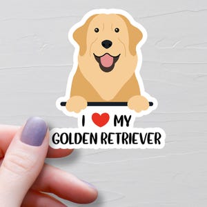 I Heart My Golden Retriever Sticker, Vinyl Stickers, Golden Retriever Gifts, Retriever Lover Gift, Dog Mom Gift, Water Bottle Stickers, S418