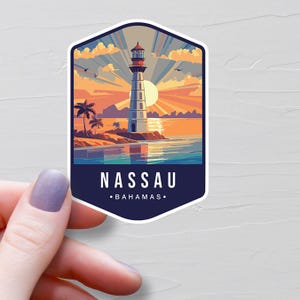 Sticker Nassau, Stickers voyage en vinyle, Stickers Capitale des Bahamas, Sticker bouteille d'eau vacances, Sticker pour ordinateur portable, Stickers bagages - S840