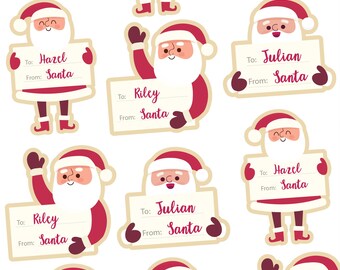 Personalisierte Weihnachts Geschenkanhänger Etiketten Benutzerdefinierte Weihnachtsaufkleber von Santa Tags Weihnachtsgeschenketiketten zum Verpacken von Geschenken und Weihnachtsgeschenken