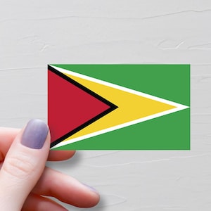 Sticker drapeau guyanais, stickers de voyage en vinyle, cadeaux tourisme guyanais, sticker bouteille d'eau souvenir, stickers ordinateur portable, sticker bagage - F109