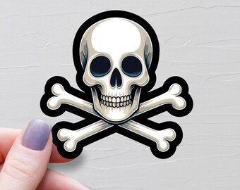 Skull Sticker, Vinyl Stickers, Skull and Crossbones Sticker, Halloween Stickers, Goth Stickers, Water Bottle Stickers, Laptop Decals - S1062