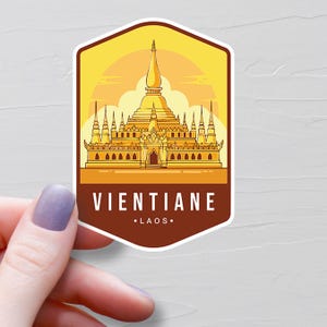 Vientiane Sticker, Vinyl Travel Stickers, Country of Laos Stickers, Asia & Middle East Stickers, Water Bottle Sticker, Laptop Decals - S811