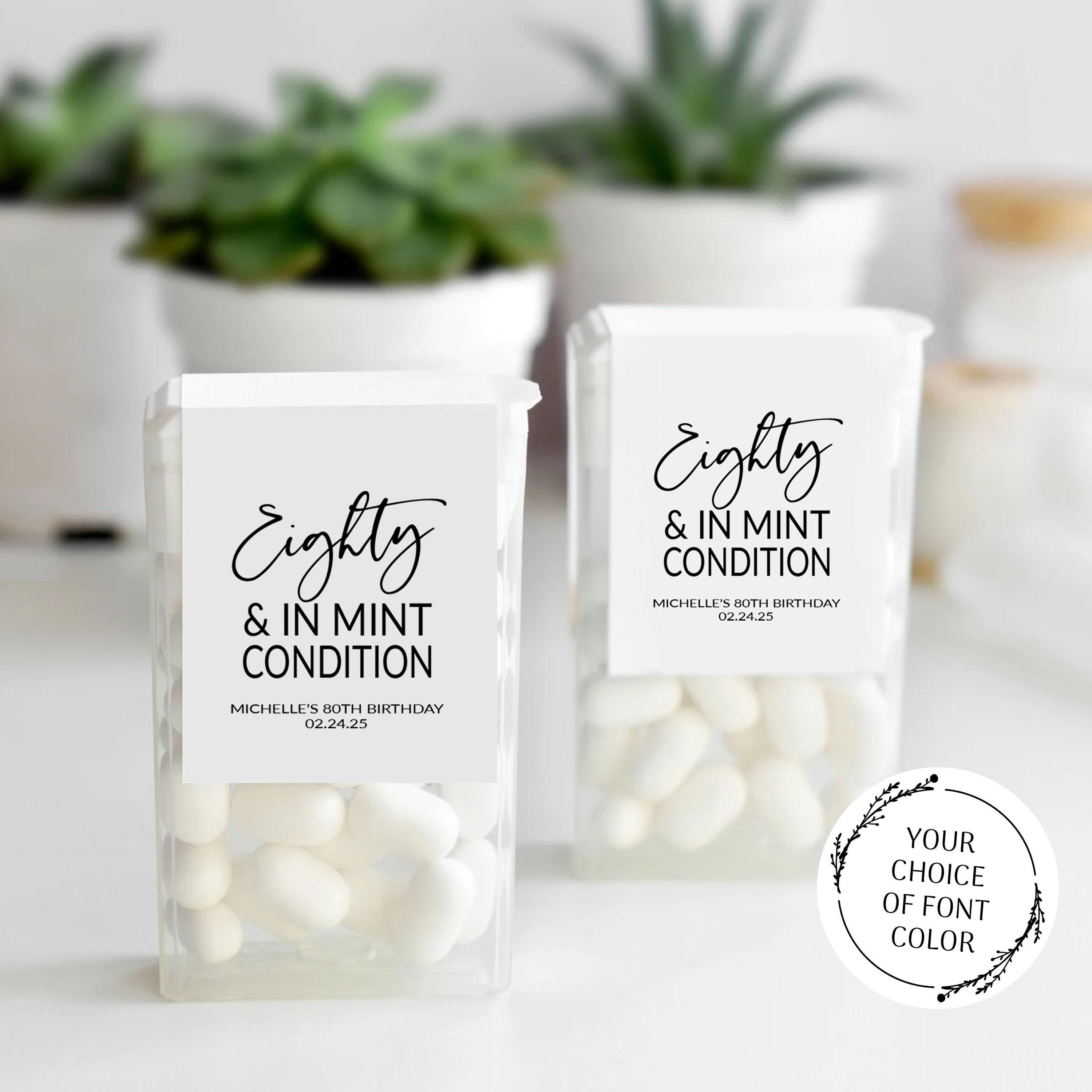 80th Birthday Party Favor Mint Labels, Eighty & In Mint Condition Stickers, Mint Favors Stickers, Personalized Mint Birthday Favors Sticker