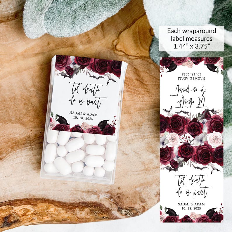 Halloween Wedding Favor Labels for Mints, Til Death Do Us Part Mint ...