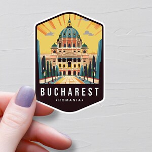 Sticker Bucarest, Stickers de voyage en vinyle, Sticker Roumanie, Pays européen, Sticker bouteille d'eau, Stickers ordinateur portable, Cadeau souvenir - S779