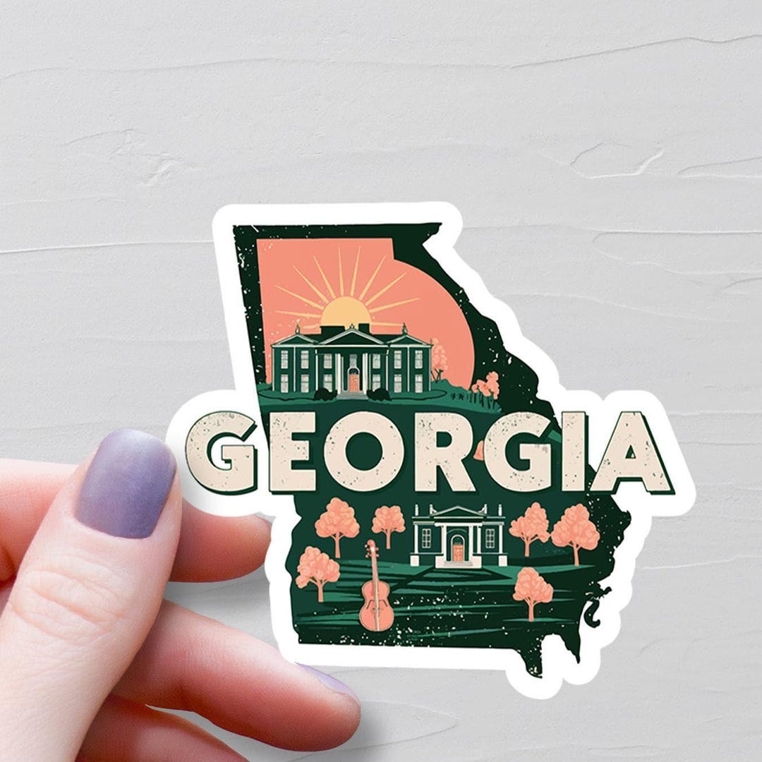 Georgia Sticker, Vinyl Stickers, Travel Stickers, Georgia Map Sticker ...