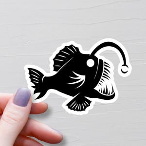 Angler Fish Sticker, Vinyl Stickers, AnglerFish Water Bottle Stickers, Laptop Stickers, Trendy Viral Internet, Deep Sea Creatures - S1056 image 1