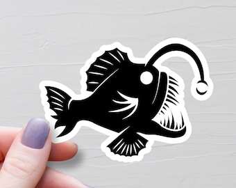 Angler Fish Sticker, Vinyl Stickers, AnglerFish Water Bottle Stickers, Laptop Stickers, Trendy Viral Internet, Deep Sea Creatures - S1056