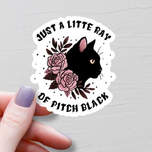 Sticker chat noir Just A Little Ray of Pitch, stickers en vinyle, cadeau pour amoureux des chats, Sticker bouteille d'eau, Stickers ordinateur portable, Stickers livresques - S133