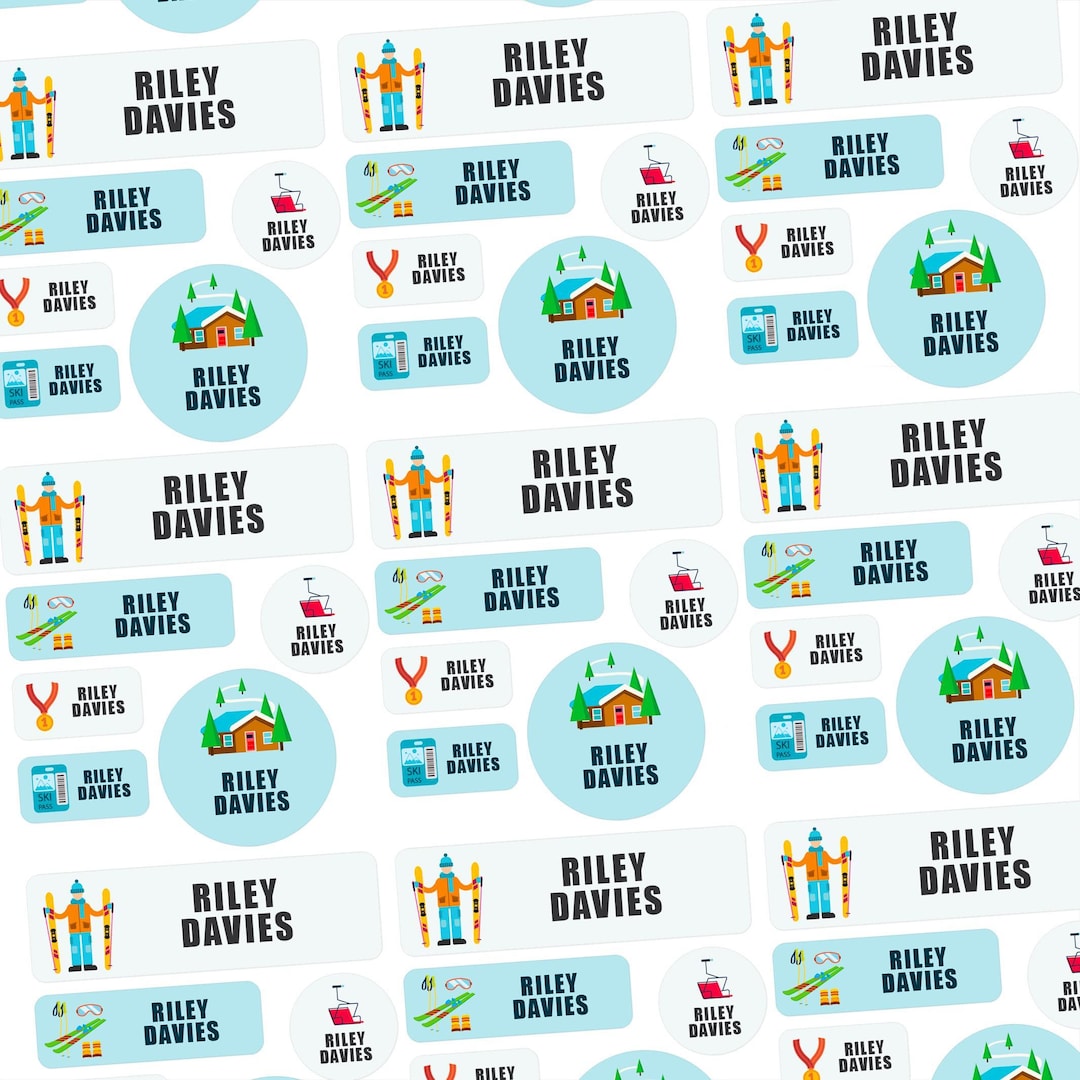 Labelling A Problem Custom Skiing Name Stickers for Kids Teens Adults Waterproof Labels for ...