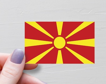 Republic Of North Macedonia Flag Sticker, Vinyl Travel Stickers, World Flags, Water Bottle Sticker, Laptop Decals, Luggage Sticker - F156