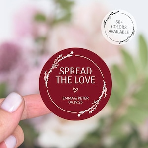 Spread The Love Stickers, Wedding Jam Labels, Jam Wedding Favors Labels, Mason Jar Lid Labels, Homemade Jam Labels, Jam Packed With Love
