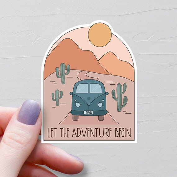 Let The Adventure Begin Sticker, Vinyl Stickers, Road Trip Gifts, Water Bottle Stickers, Laptop Decal, Camping Gift, Van Life Sticker, S369
