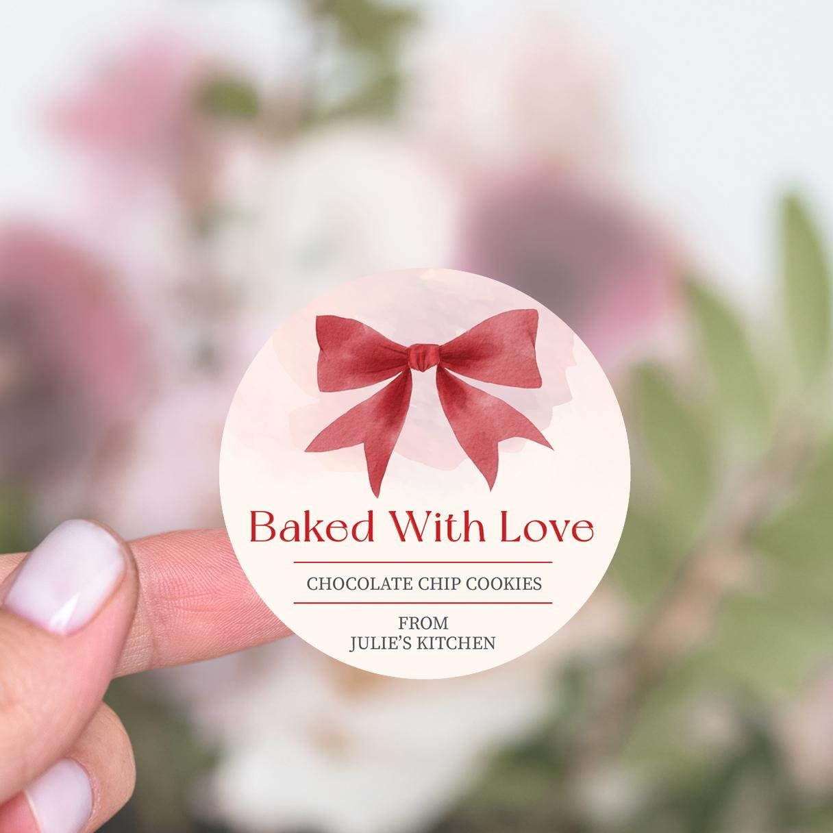 Baked With Love Stickers, Coquette Bow Baking Labels, Valentines Cookie Stickers, Cookie Class Valentines Stickers, Cookie Box Labels