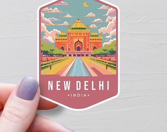 New Delhi Sticker, Vinyl Travel Stickers, Country Of India Stickers, Asia & Middle East Stickers, Water Bottle Sticker, Laptop Decals - S801