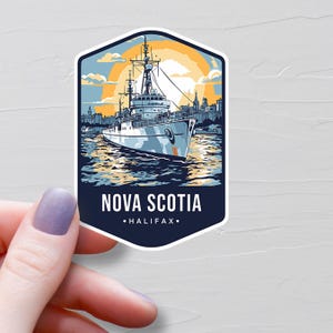 Autocollant Nouvelle-Écosse, Autocollants de voyage en vinyle, Autocollant Halifax province de la Nouvelle-Écosse, Tourisme Canada, Autocollants pour bouteilles d'eau, Souvenir - S673