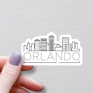 Sticker Orlando, vinyles autocollants, stickers voyage, ligne d'horizon de monuments, Stickers Floride, Stickers bouteilles d'eau, Sticker États-Unis d'Amérique - S982