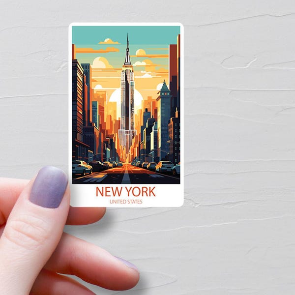 Sticker New York, Stickers vinyles, Stickers voyage, Sticker New York City, Sticker New York, Stickers bouteilles d'eau, New York Tourism, S657