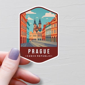 Sticker Prague, Stickers voyage en vinyle, Sticker République tchèque, Pays européen, Sticker Europe bouteille d'eau, Stickers ordinateur portable, Souvenir, S753