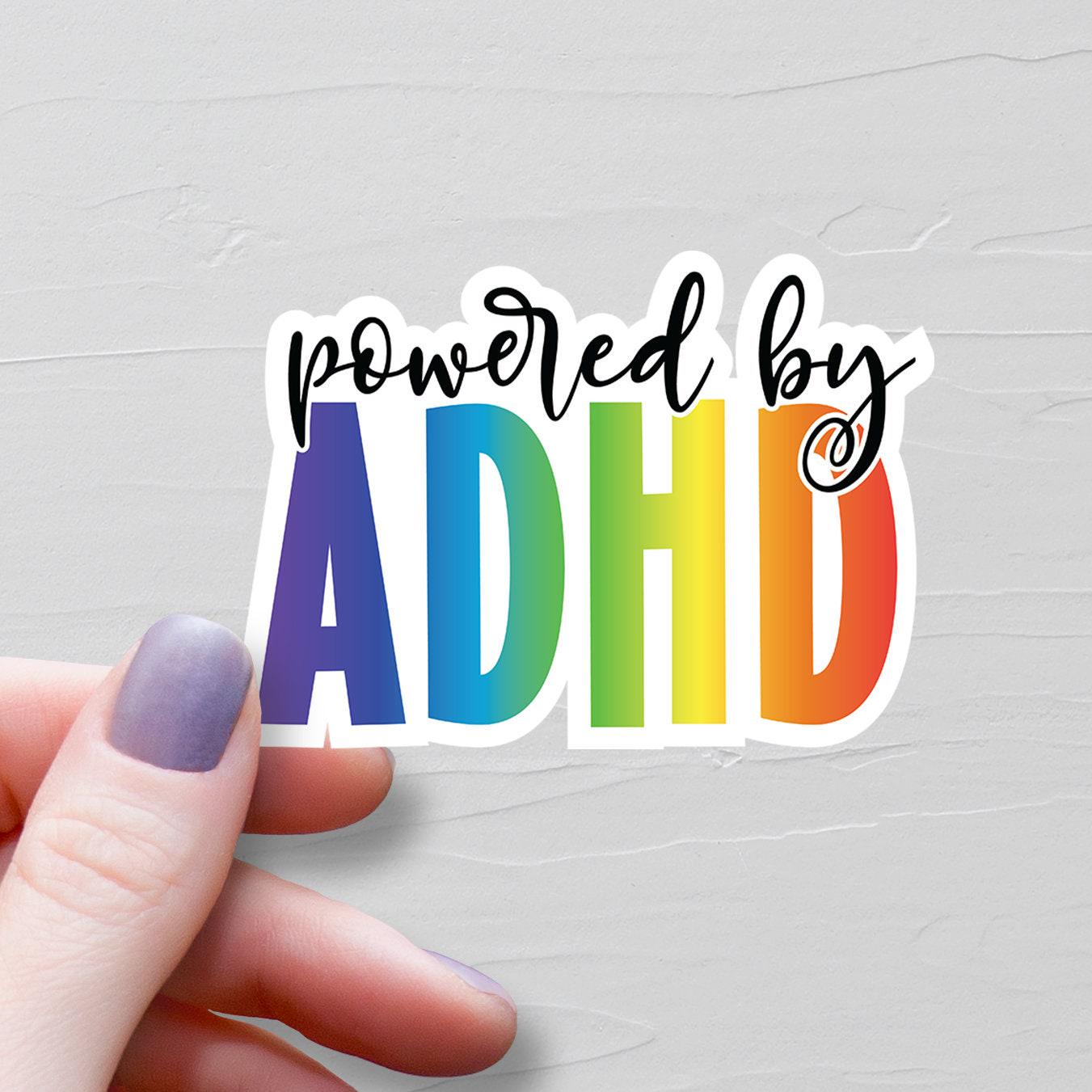 Powered by ADHD Sticker, Vinyl Stickers, Adhd Gifts, Water Bottle ...