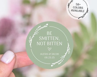 Be Smitten Not Bitten, Wedding Bug Spray Labels, Vinyl Stickers Wedding, Personalized Mosquito Spray Party Favors Labels, Thank You Stickers
