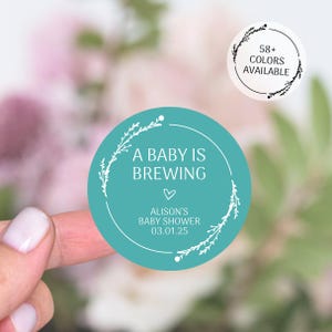 A Baby Is Brewing Baby Shower Favor Stickers, Thank You Stickers Baby Shower, Boy Girl Gender Neutral, Coffee Baby Shower, Tea Baby Shower