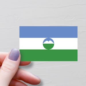 Sticker drapeau Kabardino Balkaria, stickers de voyage en vinyle, cadeaux souvenir, autocollant bouteille d'eau, décalcomanies pour ordinateur portable, autocollant de bagage - F129