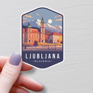 Sticker Ljubljana, Stickers voyage en vinyle, Stickers Slovénie, Pays européen, Sticker bouteille d'eau, Stickers ordinateur portable, Stickers bagages - S784