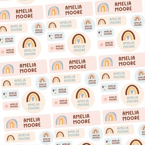 Waterproof Name Stickers Vinyl, Neutral Rainbow Custom Name Labels, School Labels, Daycare Labels, Camp Label, Name Stickers Dishwasher Safe