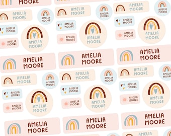 Waterproof Name Stickers Vinyl, Neutral Rainbow Custom Name Labels, School Labels, Daycare Labels, Camp Label, Name Stickers Dishwasher Safe