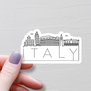 Sticker Italie, Stickers voyage en vinyle, Ligne d'horizon des monuments de l'Italie, Sticker bouteille d'eau, Sticker pour ordinateur portable, Sticker bagage, Souvenir italien, S946