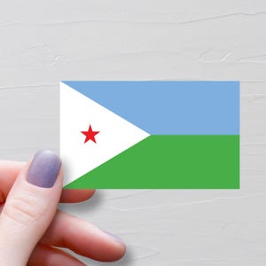 Sticker drapeau djiboutien, stickers djiboutiens de voyage en vinyle, drapeaux du monde, sticker bouteille d'eau souvenir, stickers pour ordinateur portable, sticker pour bagage - F74