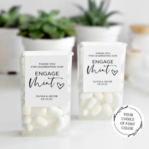 Mint Engagement Party Favors Labels, Vinyl EngageMint Stickers, Custom Mint Favors Stickers, Personalized Mint Engagement Favors Sticker 画像 1