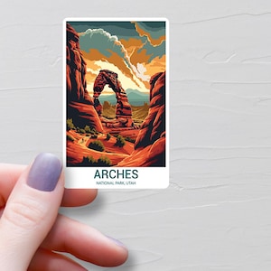 Stickers parc national des Arches, autocollants de voyage en vinyle, décalcomanies parc national des États-Unis, autocollant État de l'Utah, autocollants bouteille d'eau souvenir, S561