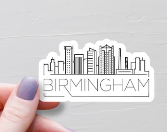 Sticker Birmingham, Stickers vinyle, Stickers voyage, Sticker Alabama, Horizon de la ville de Birmingham, Stickers bouteilles d'eau, Villes des États-Unis - S894
